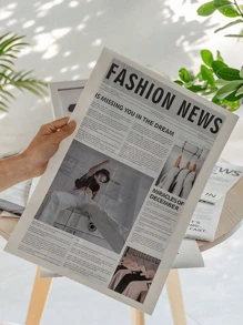 2pcs Decorative Craft Items, English Newspaper Photography Props, Fashion Apparel, Home Decor, Food Photography Backdrop Props, Room Decor, Best Gift For Autumn, Birthday, Graduation - Multicolor - View 5
