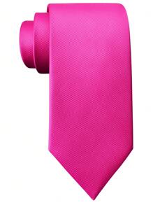 1pc Men 3.1 Inch Wide Ribbed Hot Pink Tie, Suitable For Wedding Party Formal Event Men Necktie - Hot Pink - View 2