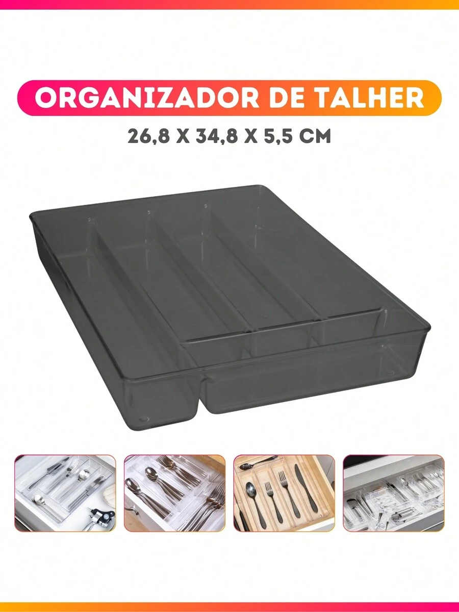 Drawer Cutlery Holder For Kitchen Organization 5 Compartments - Khói - Xem 1