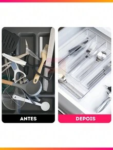 Drawer Cutlery Holder For Kitchen Organization 5 Compartments - Khói - Xem 4