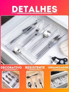 Drawer Cutlery Holder For Kitchen Organization 5 Compartments - Khói - Xem 3
