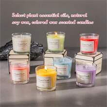 1 件彩色艺术玻璃烛台、创意 DIY 装饰、香薰蜡烛、简约透明纹理、清新空气香味、婚礼礼物、礼品盒、奢华手工大豆蜡无烟香薰蜡烛、房间装饰、礼物 - 彩色 - 查看 3