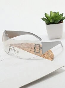 Gafas de moda de estilo Y2K sexy para mujer, de estilo europeo y estadounidense, con letras integradas, gafas de montura estrecha de estilo Y2K, accesorios de playa, para verano, playa, actividades al aire libre y viajes