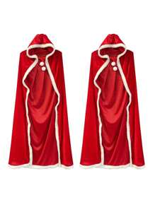 Fuzzy Christmas Cosplay Hooded Cape, Performance Party Costume For Women Prom Halloween - Multicolor - View 11