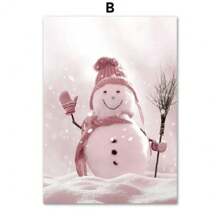 1pc Hồng Giáng sinh mùa đông tuyết Santa Chalet nghệ thuật tường Canvas vẽ tranh Bắc Âu áp phích và bản in hình ảnh tường cho phòng ngủ trang trí nhà không có khung - Nhiều màu - Xem 9