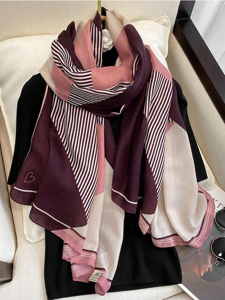 1pc Lightweight Heart Pattern Scarf/Shawl, Versatile For Spring/Summer Winter Fall Valentine's Day Valentines