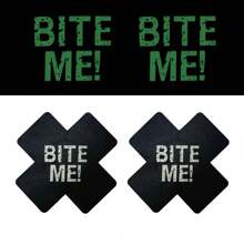 1 par de nuevas cubiertas para pezones que brillan en la oscuridad de Navidad/Halloween, pastillas respirables para el pecho, pegatinas de pezones impresas de un solo uso con diseño de cruz, cubiertas sexys para pezones para mujeres, para fiestas