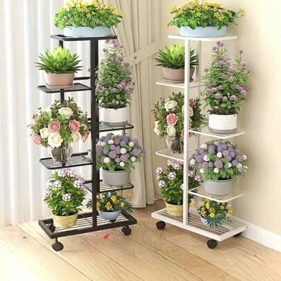 6Layers Iron Holder Shining Plant Stand For Flowers Storage Shelf Pot Rack Organizer Home Garden Decoration