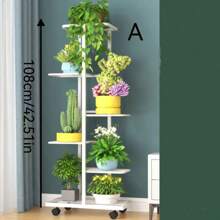 6-warstwowy uchwyt żelazny lśniący stojak na rośliny do przechowywania kwiatów półka do przechowywania doniczek organizer dekoracja ogrodu domowego - Wielokolorowe - Zobacz 2