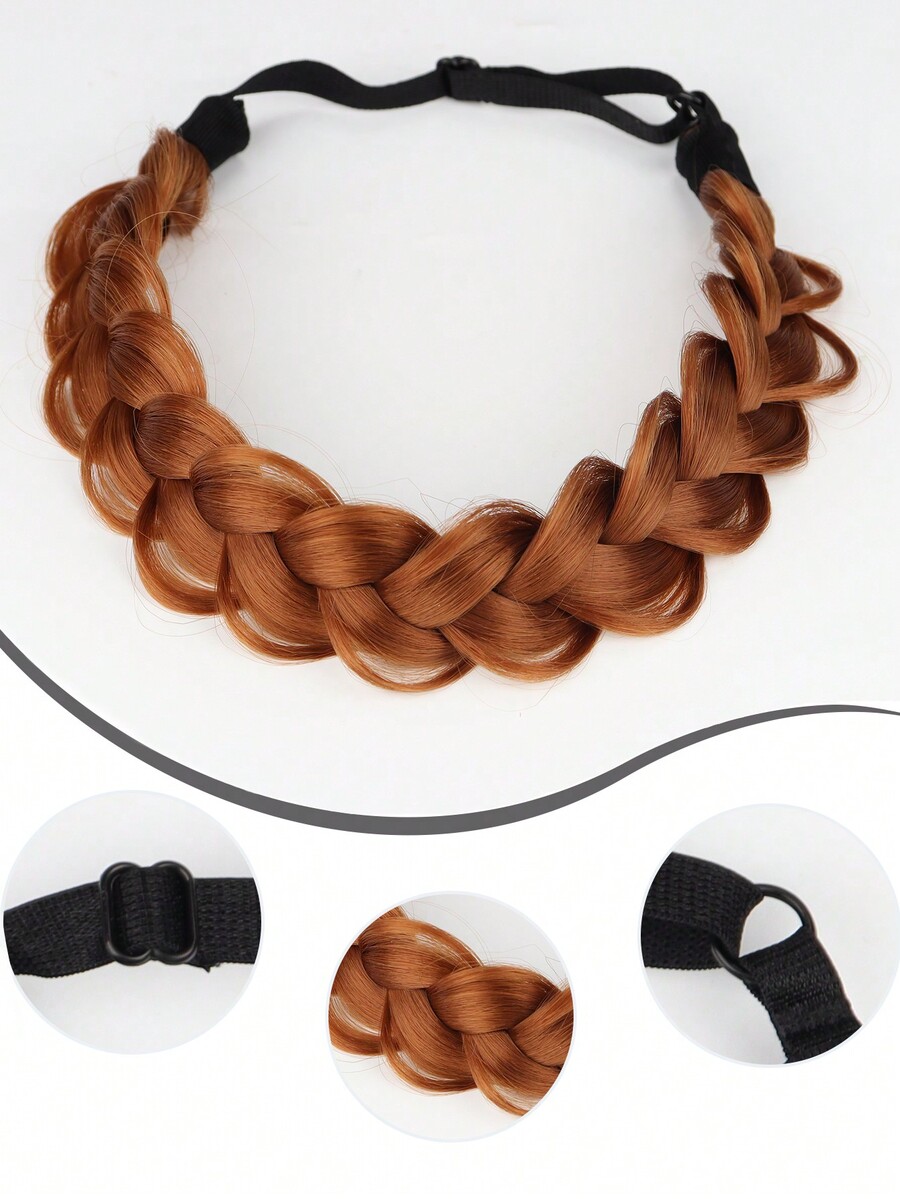 Black Braided Wide Fish Braid With Adjustable Elasticity And Loose Fit