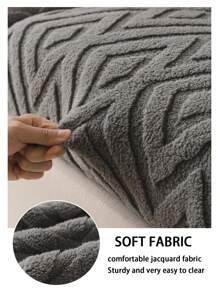1pc Winter Thick Plush Jacquard Nonslip Sofa Seat Cushion Cover, Simple Modern Soft Skin-Friendly Pet-Proof Elastic Sofa Slipcover, Autumn/Winter Pet Semi-Covered Sofa Seat Pad, Anti-Cat Scratch Sofa Skirt Fit For L-Shaped Combination Sofa And 1/2/3/4 Seater Sofa (Sold Individually) - Dark Grey - View 8