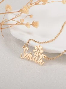 1 chiếc vòng cổ mặt bông tuyết khắc tên tiếng Anh, trang sức phụ kiện độc đáo cho Lễ Tạ ơn, Ngày của Mẹ, Ngày lễ tình nhân, Sinh nhật, Kỷ niệm, Tốt nghiệp, Giáng sinh và làm quà tặng cho bạn bè, gia đình - Hộp quà giáng sinh xanh - Xem 5