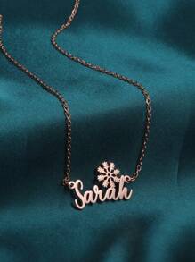 1 chiếc vòng cổ mặt bông tuyết khắc tên tiếng Anh, trang sức phụ kiện độc đáo cho Lễ Tạ ơn, Ngày của Mẹ, Ngày lễ tình nhân, Sinh nhật, Kỷ niệm, Tốt nghiệp, Giáng sinh và làm quà tặng cho bạn bè, gia đình - Hộp quà giáng sinh xanh - Xem 6