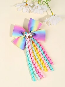 1 kẹp tóc nơ màu cầu vồng cho bé gái có đuôi, kỳ lân, quà tặng cho bạn bè, phụ kiện tóc dễ thương cho trẻ em - Nhiều màu - Xem 12