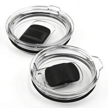MEFENY 2 piezas Tapas de repuesto de vaso de cristal, plástico duradero, se ajusta a termos de viaje de 20 oz/30 oz, Tapa de cierre de botella de agua, tapa de repuesto ,sello a prueba de fugas, accesorios para bebidas transparentes, aptos para lavavajillas, para uso doméstico y en el automóvil, tapas de repuesto plásticas a prueba de salpicaduras y a prueba de derrames para tazas de tumbler delgadas, Útiles escolares - 20oz - Ver 2