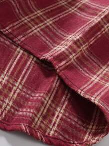 1 pieza Camisa de manga larga a cuadros con cepillado para hombre, atuendo de negocios casual, nuevo color naranja-rojo, otoño/invierno - Naranja - Ver 6