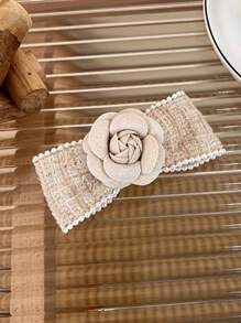 1/2个复古法式花卉蝴蝶结布艺发夹，柔软山茶花发卡，优雅发饰，女士礼物