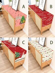 1 件手绘圣诞雪花雪人圣诞树和圣诞配饰刻字图案亚麻桌旗。适用于节日、派对、生日、晚宴、厨房/餐桌装饰、橱柜盖、全年房间装饰和家纺装饰 - 彩色 - 查看 10