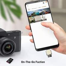 带钥匙扣的 Type C TF 卡/存储卡读卡器适配器，USB C 至 Micro SD SDHC SDXC OTG 读卡器，兼容 Mac Windows Lixus Galaxy Note 20 S20 - Pale gold - 查看 2