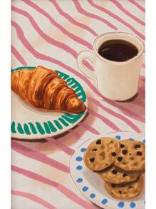 ﻿ 1pc Koffiehuis Stad Bakkerij Illustratie Croissants En Koekjes Kunstposter Canvas Schilderij Muur Print Foto Voor Keuken Woondecoratie Geen Lijst