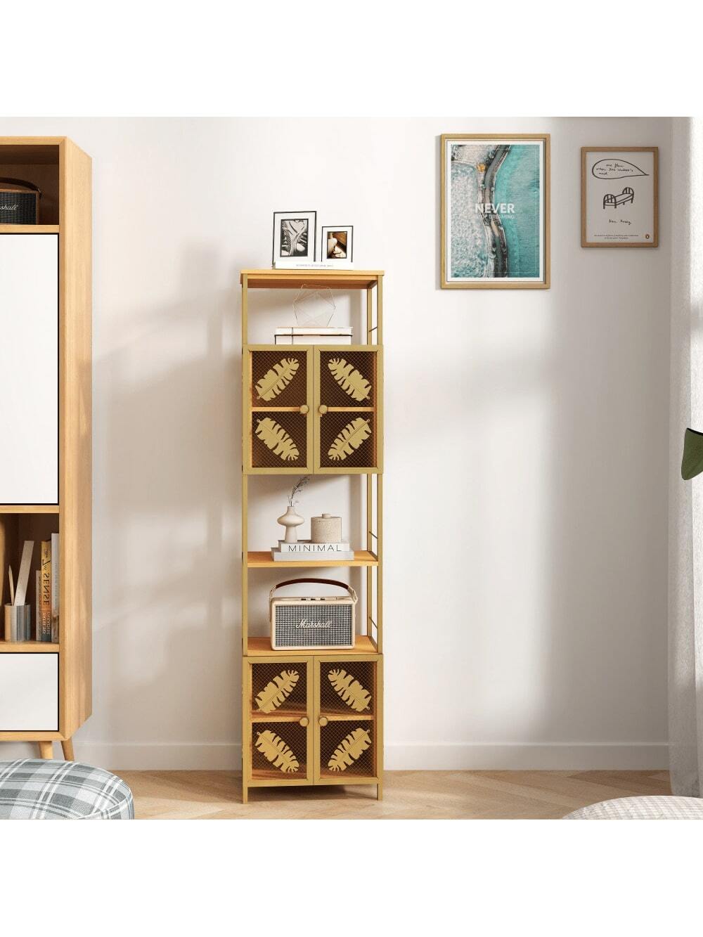 Tall Large Floor Storage With Open Compartments And 2
