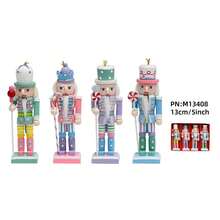 4 món/bộ đồ trang trí treo hình quả hạnh nhân bằng gỗ 13cm màu sắc Giáng sinh, đồ trang trí nhà sáng tạo hình quả hạnh nhân thu nhỏ - Màu Macaron - Xem 5