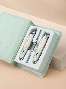 3 件套不锈钢修甲套装 - 包括指甲刀和收纳盒 - 现代设计，正品，适合女士 - 彩色 - 查看 13