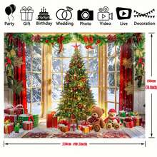 1pc, Nền ảnh Giáng sinh lớn - Biểu ngữ sợi polyester họa tiết cây và quả bóng mùa đông cho tiệc ngày lễ, tiệc sinh nhật và trang trí nhà cửa - Nhiều màu - Xem 6