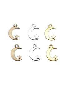 40 piezas/bolsa Colgantes de luna y estrella de 17x11mm para hacer joyas DIY, accesorios de joyería, elaboración de collares DIY, elaboración de llaveros DIY, manualidades hechas a mano
