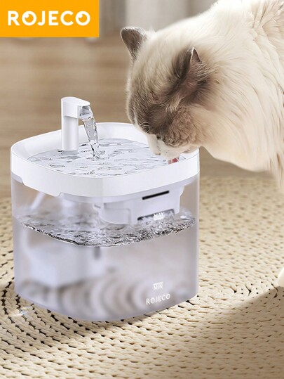 ROJECO ROJECO Automatic Cat Water Fountain , 1.5L/50oz Transparent Pet Water Dispenser For Cats Dog Smart Drinking Fountain Purifier Accessories