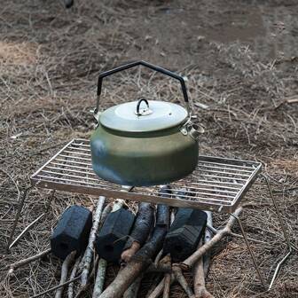 1pc Large Folding Campfire Grill, Stainless Steel Firepit Grill Grate, Heavy Duty Portable Camping Grill, Gas BBQ Grill Grate For Backpacking, Hiking, Picnics, Fishing