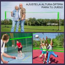 SPORTNOW 7 Piece Badminton Set Badminton Set With 2 Badminton Rackets 3 Badmintons 2 Pickleball Rackets 2 Pickleball Volleyball Ball And Net With Stand Black And Green - Multicolor - View 4