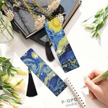 4 Pcs Diamond Art Bookmarks Gogh Starry Night Diamond Painting Acrylic Bookmarks DIY Tassel Bookmarks Suitable For Reading Love Gift Reader Crafts Lovers - Multicolor - View 3