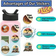 50 件澳大利亚贴纸澳大利亚旅行贴纸澳大利亚文明防水乙烯基贴纸适用于水瓶笔记本电脑行李杯电脑手机滑板吉他头盔滑雪板装饰 - 彩色 - 查看 5