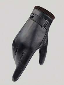 1 Cặp Găng tay da PU chống gió thời trang phong cách Y2K dành cho cả nam và nữ, thích hợp cho tiệc đường phố, hoạt động ngoài trời vào mùa thu và mùa đông, ấm áp và chống gió - Găng tay - Xem 2