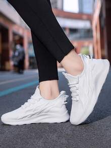 Giày đi bộ thoáng khí thoải mái cho nữ Giày thường ngày thời trang Giày chạy bộ nhẹ Giày tennis Giày tập luyện lưới Giày thể thao nữ Giày thể thao màu trắng đen xám - trắng - Xem 3