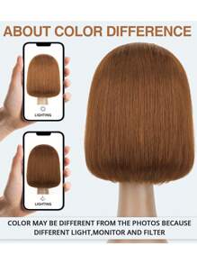 Eulisi Brown Bob Wig Human Hair 13x4 Lace Front Wigs Golden Brown Wig Short Straight Bob Lace Frontal Wigs For Women Pre Plucked With Baby Hair 150% Density 10 Inch