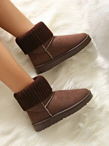 Women's Thick Wool Lining Snow Boots, Warm, Comfortable & Anti-Slip, Suitable For Outdoor Activities & Work, Autumn/Winter