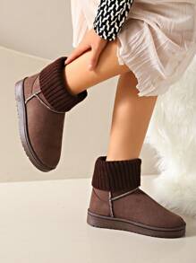 Women's Thick Wool Lining Snow Boots, Warm, Comfortable & Anti-Slip, Suitable For Outdoor Activities & Work, Autumn/Winter