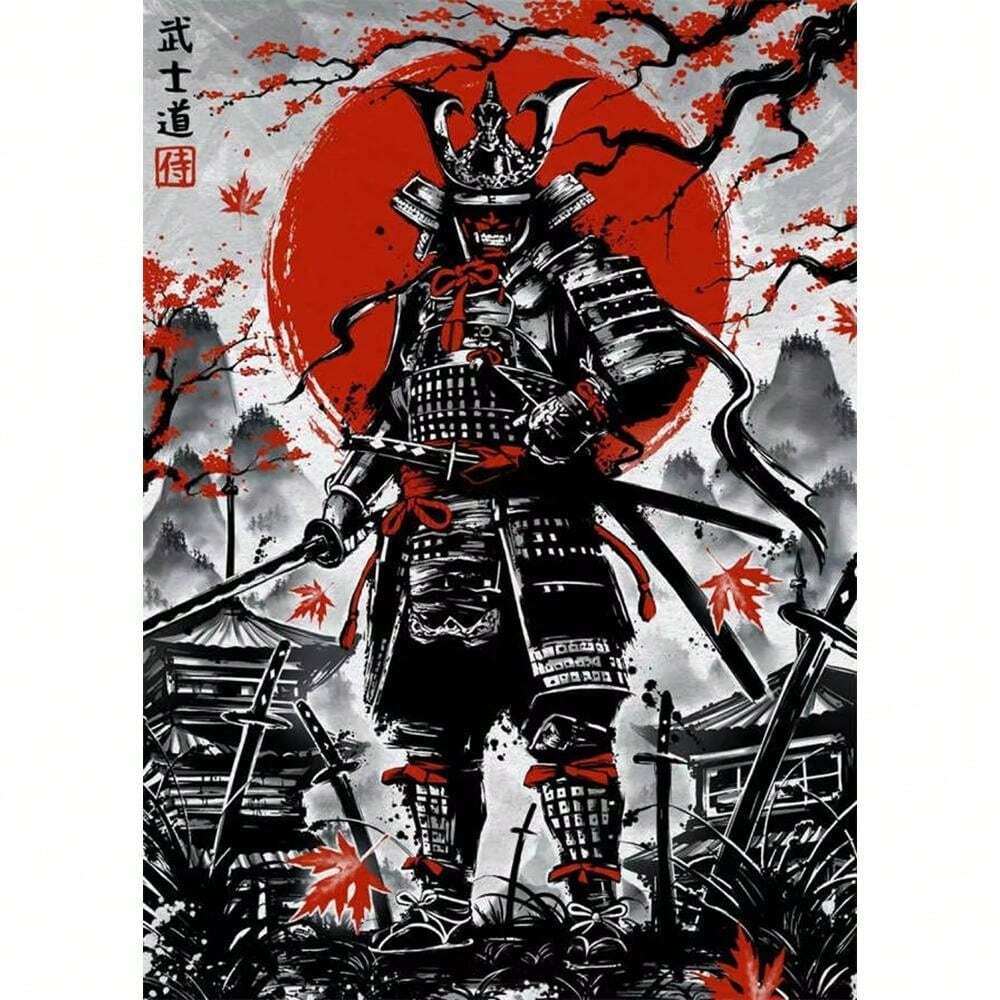 1pc Japanese Ink Painting Duel Samurai Famous Quote Poster Aesthetic