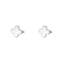 1 Cặp bông tai kẹp hình cỏ bốn lá bằng bạc Sterling S925 và xà cừ đơn giản & thanh lịch, phù hợp để đeo hàng ngày cho phụ nữ - XY-233 - Xem 8