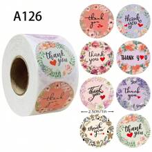 1 Rolo com 500 Peças de Adesivos Redondos de Papel Laminado Agradecimento, Etiquetas Autocolantes para Decorações de Feriados, Adesivos de Embalagem de Artesanato Feito à Mão para o Dia dos Namorados