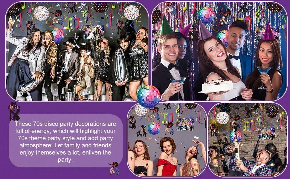 Set Decorazioni Festa Disco Anni '70 – 48 Pezzi Tra Spirali E Disco Ball Neon, Perfetto Per Eventi Retro E Compleanni