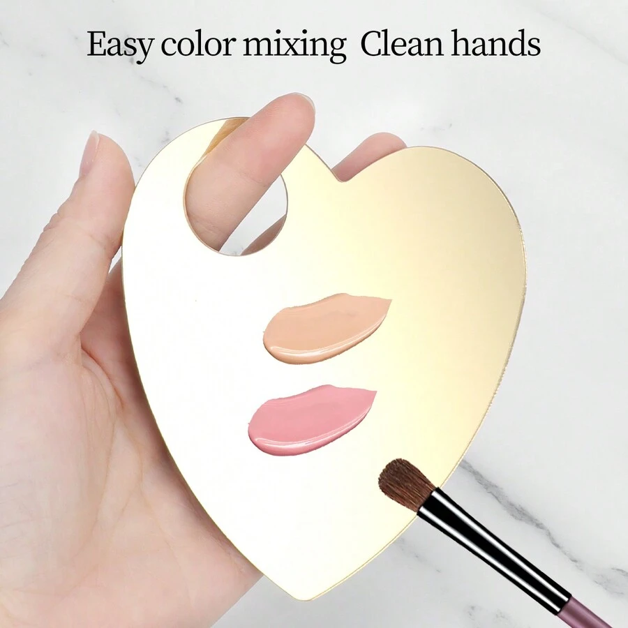 CIMACA Khay trưng bày bảng màu trang điểm nghệ thuật móng tay hình trái tim bằng acrylic vàng di động - Vàng - Xem 1