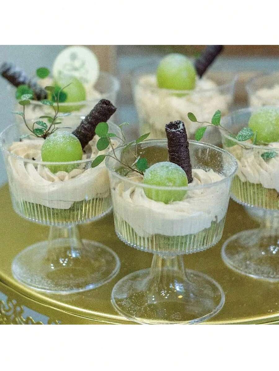 25pcs Elegant Striped Plastic Martini Glasses, Shatterproof Plastic