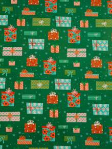 1pc Holiday Christmas Gift Wrapping Paper - Cartoon Santa Claus & Christmas Tree Pattern Double Sided Gift Wrap - Multicolor - View 18