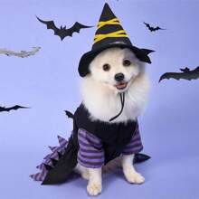 BJAYPET 1set Pet Dog Halloween Wizard Outfit, Funny Pet Clothes Halloween Halloween Costumes - Black - View 1