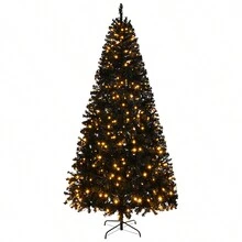7 FT Pre-Lit Artificial Christmas Tree, Hinged Xmas Pine Tree With 1250 Branch Tips, 400 Lights And Remote Control For Holiday Party Office Home, Black - 黑色 - 查看 4