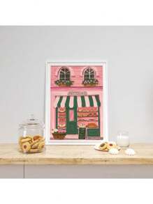 ﻿ 1pc Koffiehuis Stad Bakkerij Illustratie Croissants En Koekjes Kunstposter Canvas Schilderij Muur Print Foto Voor Keuken Woondecoratie Geen Lijst