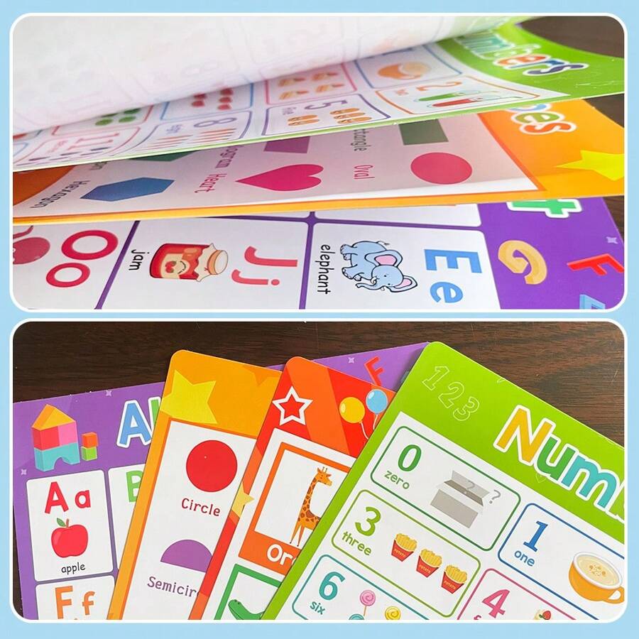 A4 Kids Learning Posters English Words Chart Flash Cards For Toddler